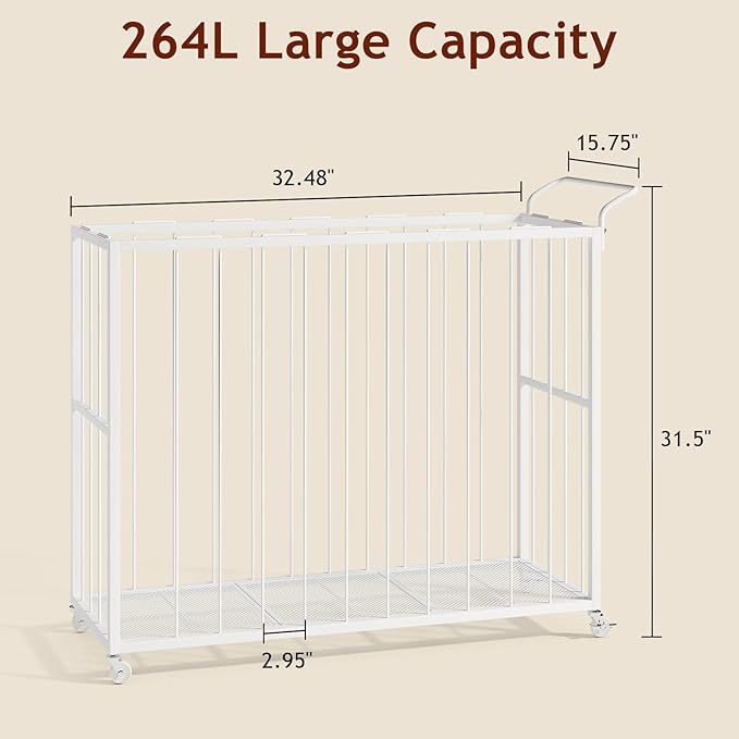 Ball Storage Bin Rolling Sports Ball Cart, Metal Garage Organizer Sport Rack, Ball Basket Storage, Ball Cage for Garage or Gym, Indoor & Outdoor Sports Equipment Organizer