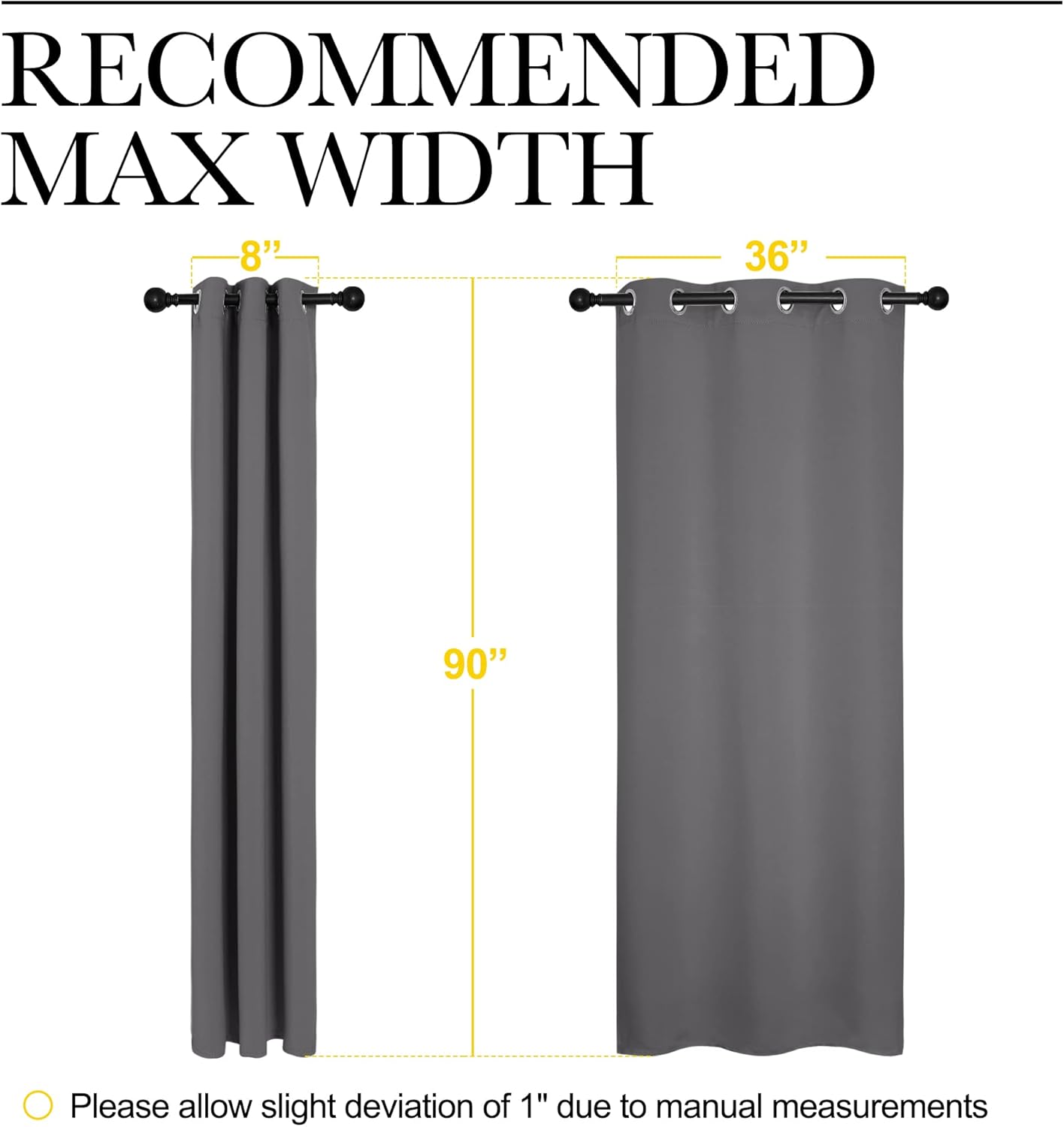 NICETOWN Thermal Insulated Blackout Curtains - Grommet Top Drapes for Hall | 2 Panels, Grey (W42 x L90)