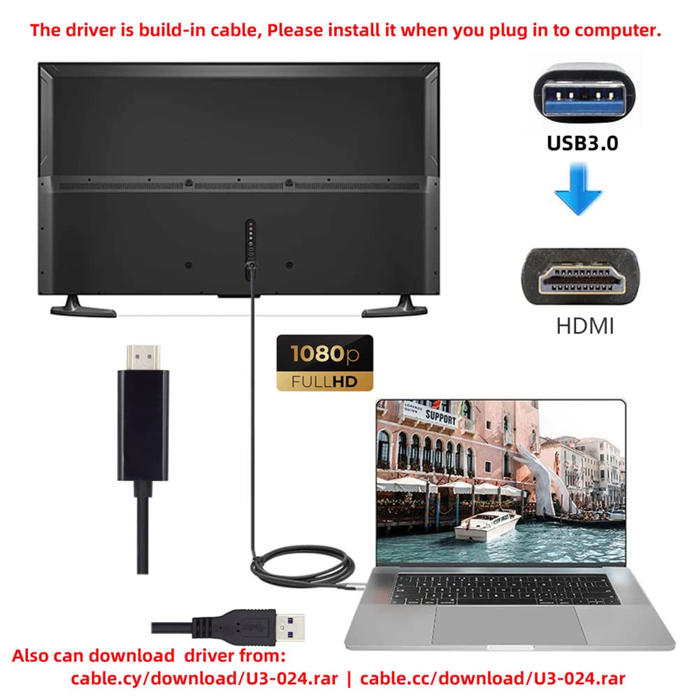 USB3.0 3.0 1.8m 1080P Male to HDMI Male Cable USB Source HDMI Sink Converter for Desktop Laptop PC Adapter Projector