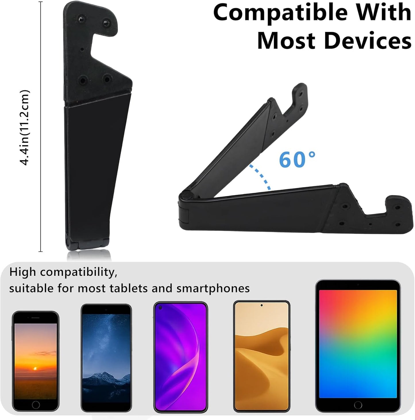 Ceemiaa Pack 4 Portable Mobile Phone Stand for Desk, Foldable Pocket Travel Holder, Universal V Smartphone Kickstand