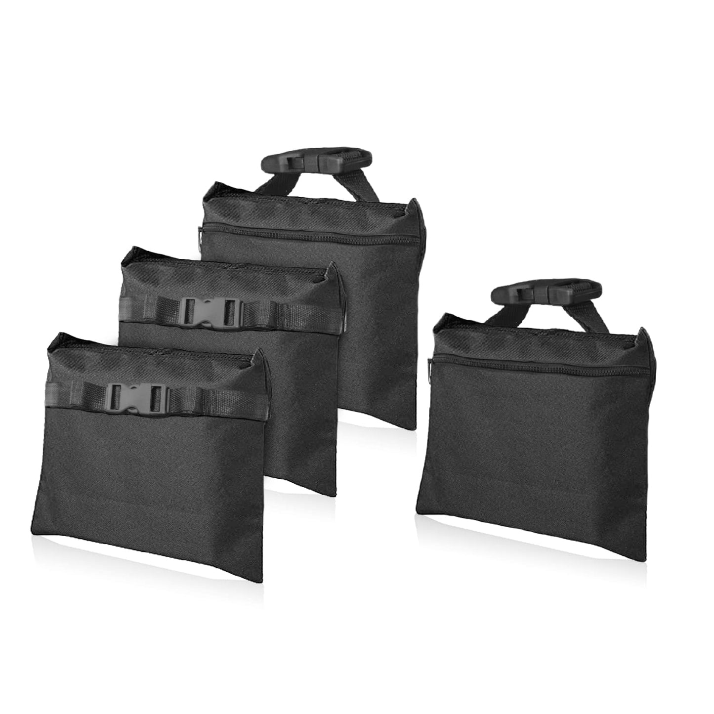 ifkdnr Sandbags 4 Packs with 4 PE Bags, Heavy Duty Sand Bags, Sand Bags for Weight with Zipper and Buckle Straps for Support Light Stand, More 2/4/6/8/10/12 Packs Sand Bag to Choose.