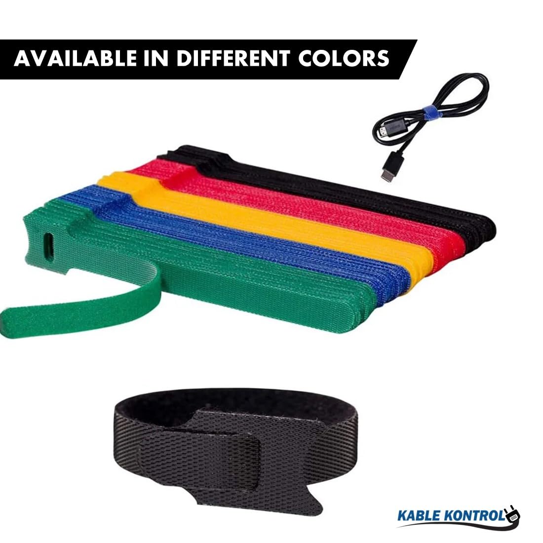 Kable Kontrol Reusable Cable Ties 20 Pack 7 Inch, Yellow, Cable Management Ties, Cord Wraps for Electrical Cords, Wire Management for Organizing Home, Office and Data Centers