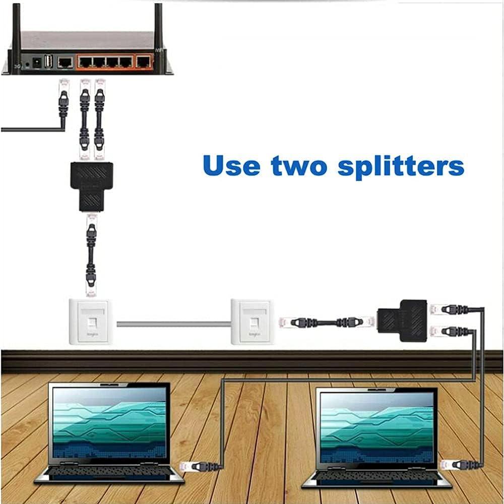 Generic 1 2 RJ45 to Ways Female Splitter Ethernet Network Cable Double Connector Adapter Ports Coupler for Laptop