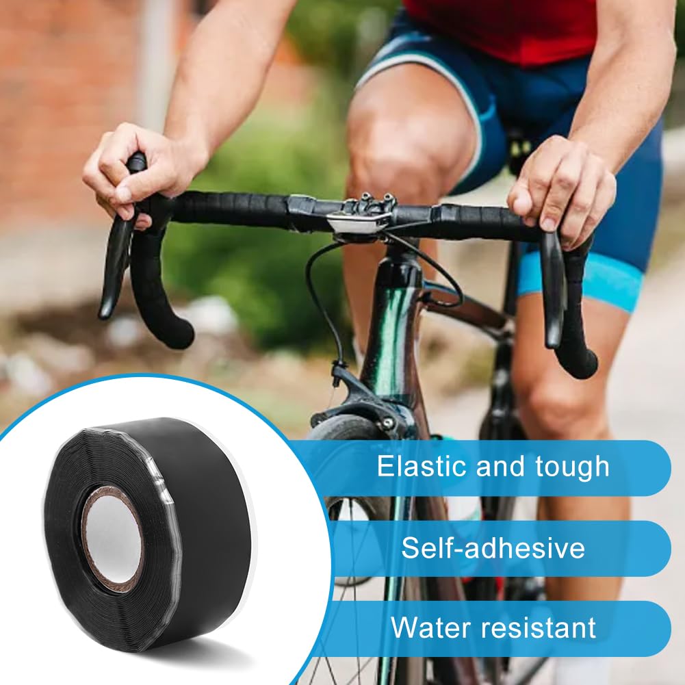 Arivlune Grip Tape - 16.4FT Self Fusing Silicone Tape, Rubber Grip Wrap for Pull Up Bars, Barbells, Dumbbells, Gym Equipment, Bike Handles(Color:Black)
