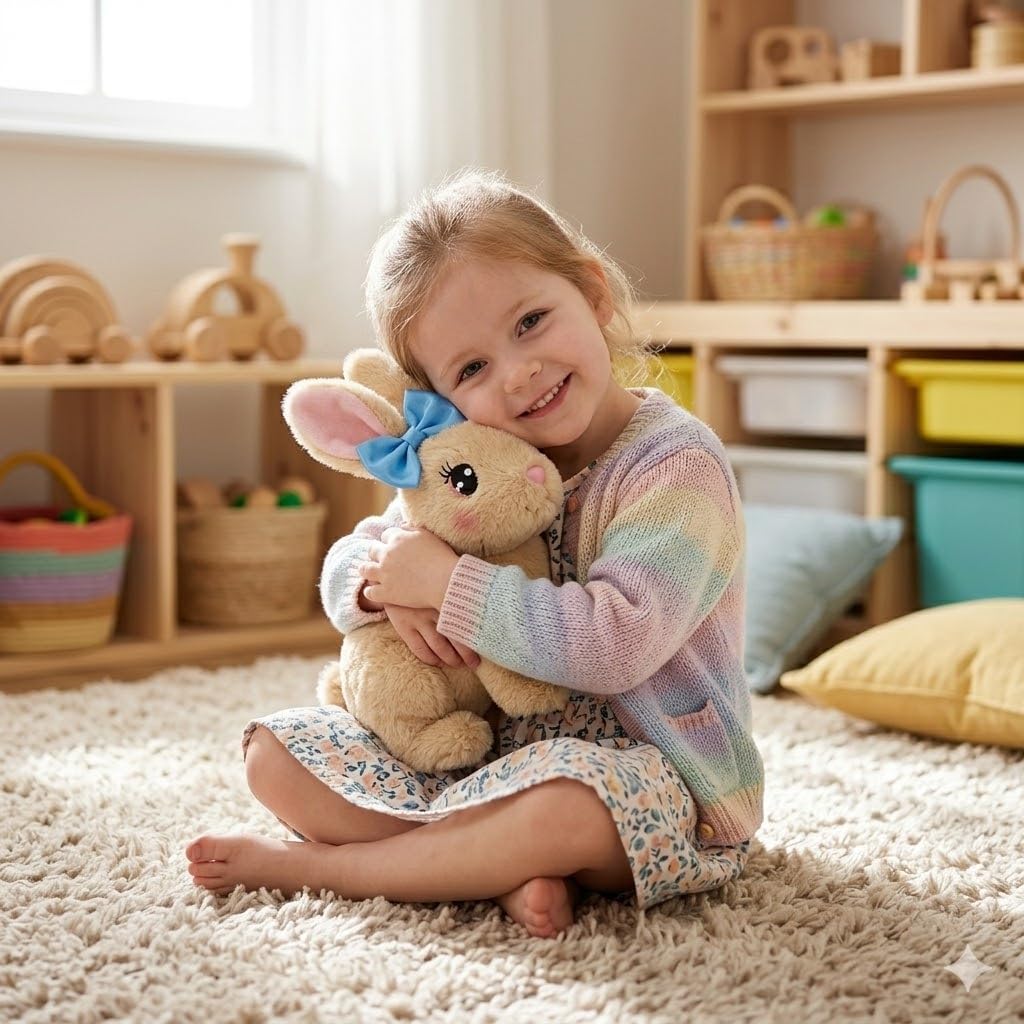Skiennix Interactive Easter Bunny Toy - Animated Plush Rabbit with Sounds & Movements | Brown