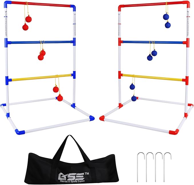 GSE Games & Sports Expert Premium Plastic Ladder Ball Toss Game Set with 6 Bolas & Carrying Bag, Portable Outdoor Games for Backyard, Lawn, Beach, Camping, Tailgate Party with Family, Friends