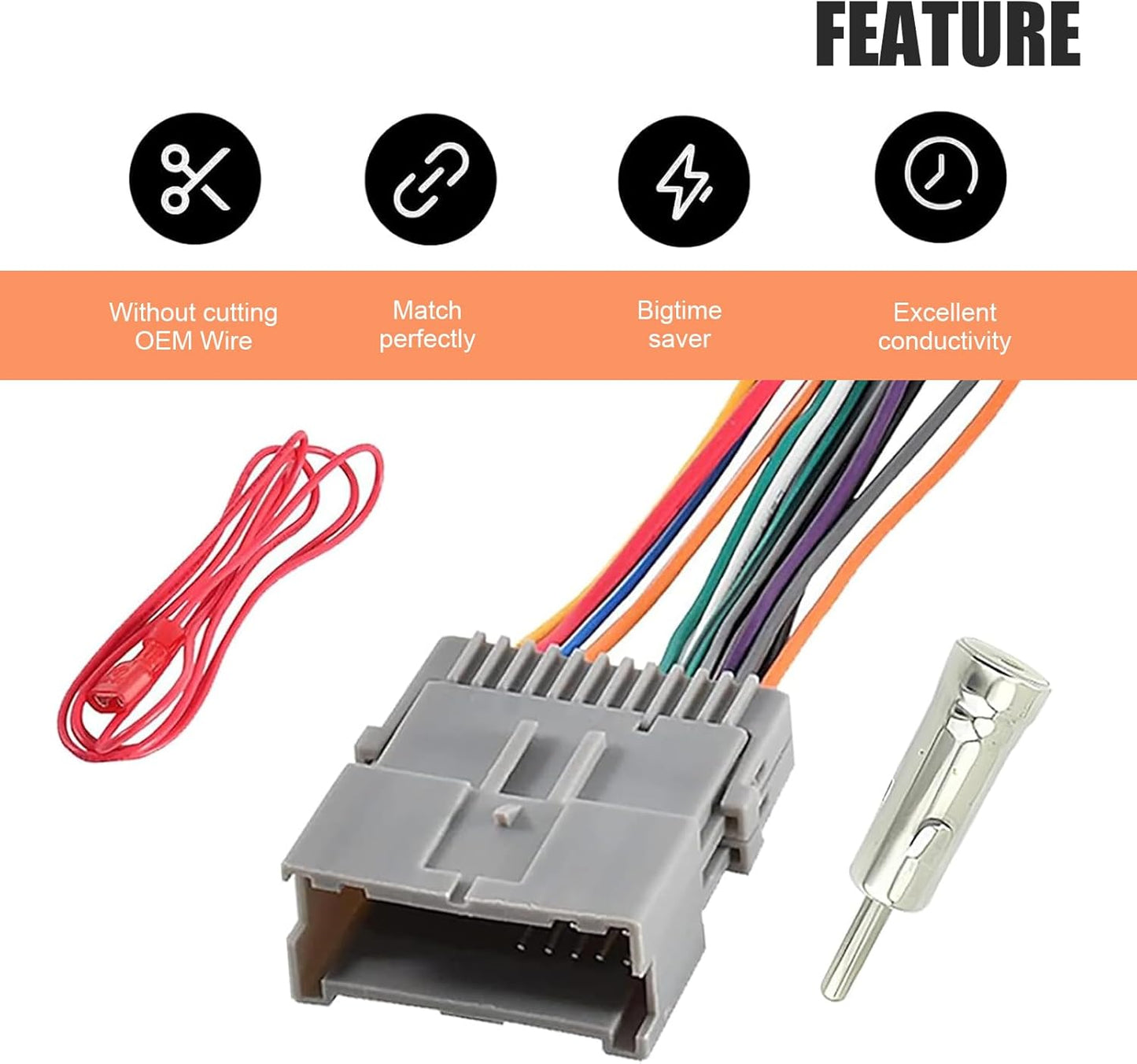 Zikefest 3PCS Hummer Car Radio Wiring Harness Kit, Car Stereo Radio Audio Receiver Wiring Harness Kit, Audio Modified
