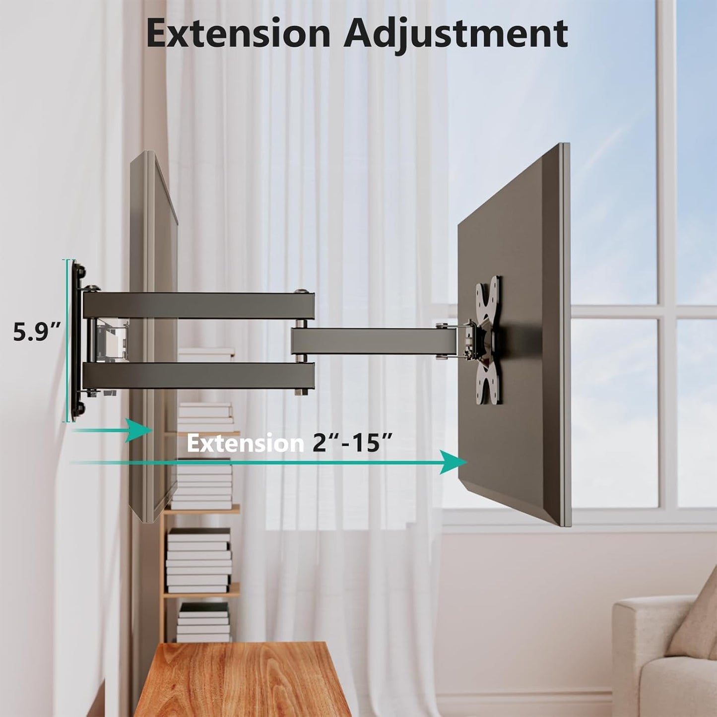 WALI 15 inch 13 32 inch 100x100mm (1330LM), TV Wall Mount Articulating LCD Monitor Full Motion Extension Arm Tilt