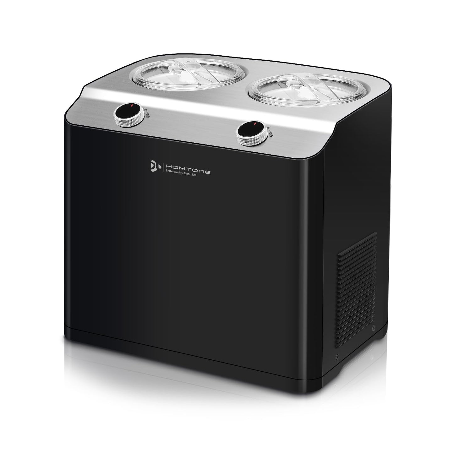 Homtone 2 Flavor Ice Cream Maker,Automatic Compressor Ice Cream Maker Machine with 2 Bowls,2.6QT (2 x 1.3qt) Largest Capacity & Fastest Freezing Ice Cream Machine, 3 Modes, Keep Cool Function
