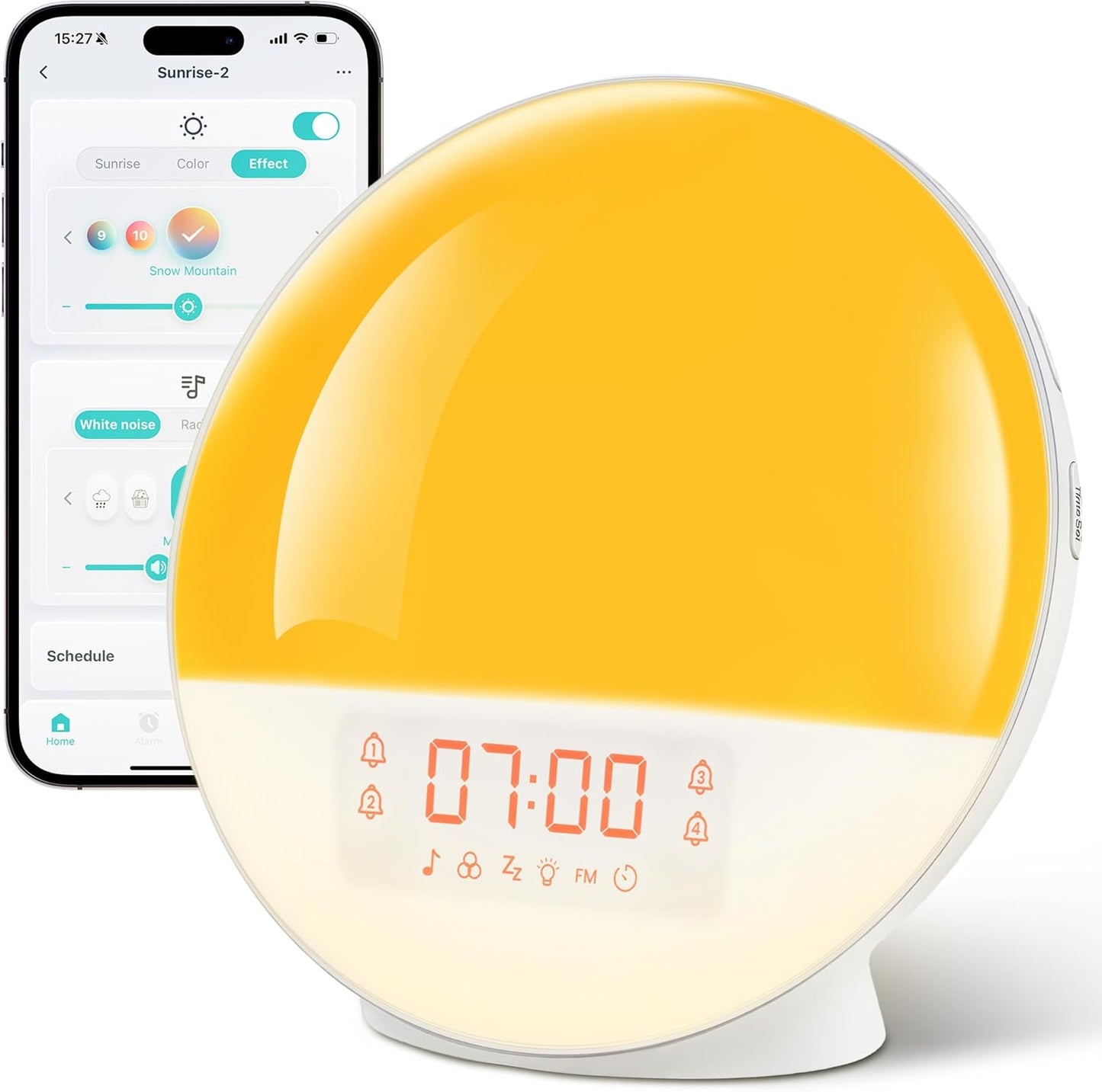Sunrise&Sunset 11 Sunrise Alarm Clock with App Control for Heavy Sleepers, Bedroom, Wake Up Light with Simulation