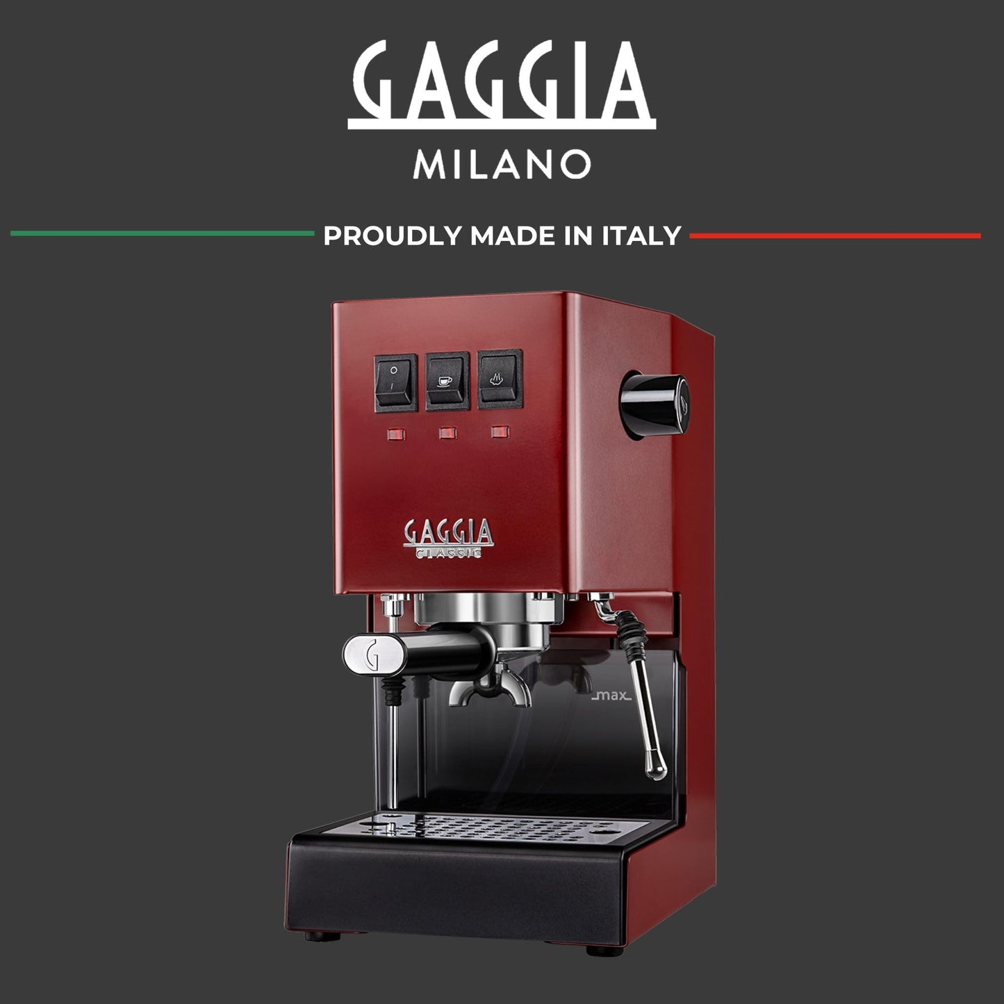 Gaggia RI9380/47 Classic Pro Espresso Machine,1.3liters, Cherry Red