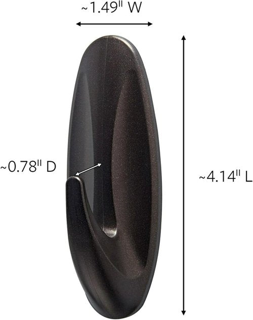 Command Outdoor Large Bronze Hooks - Damage-Free, Weather Resistant | Holds Up to 5 lb, 3 Hooks & 4 Strips