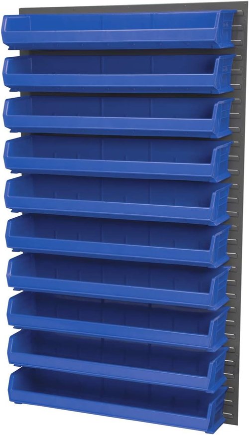 Akro-Mils Plastic Storage Bins - Durable Hanging & Stacking Containers | Blue, 9" x 33" x 5" (4-Pack)