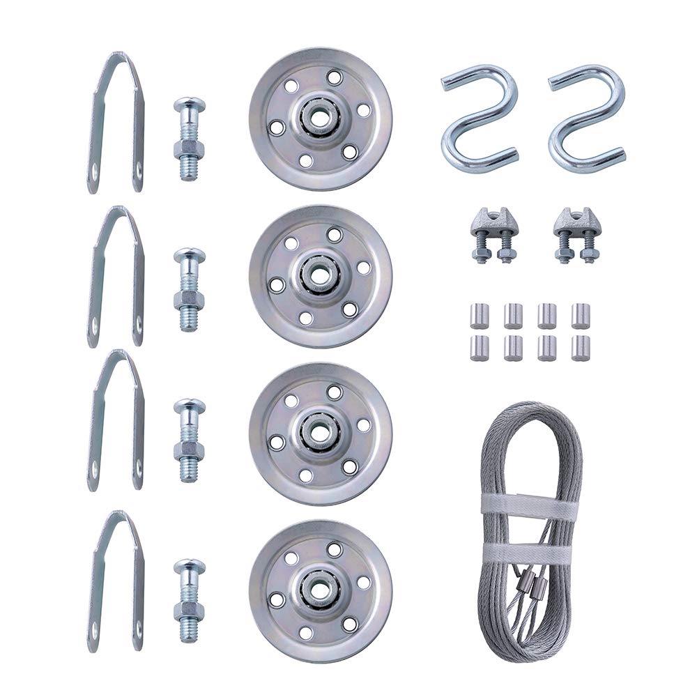 HOME MASTER HARDWARE Cable and Pulley Replacement Kit - 4pcs 3" Heavy Duty Pulleys,2pcs Galvanized Aircraft Cables - 3/32 Diameter 12 Fasteners for Overhead Sectional Garage Doors