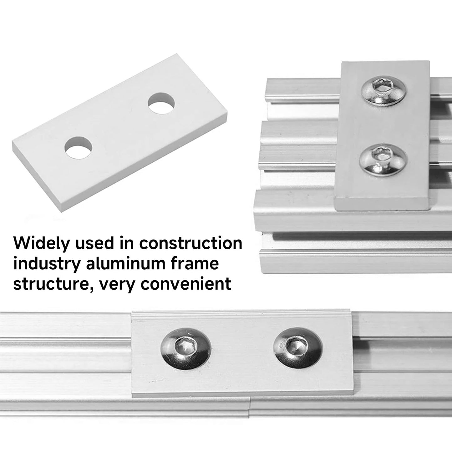Kodrily 10Pcs Aluminum Extrusion Joining Plate Aluminum Flat Straight Brackets, Vertical Connecting Reinforcement Plate Flat, 2 Hole Plate Fittings for Frame Structure, 4040