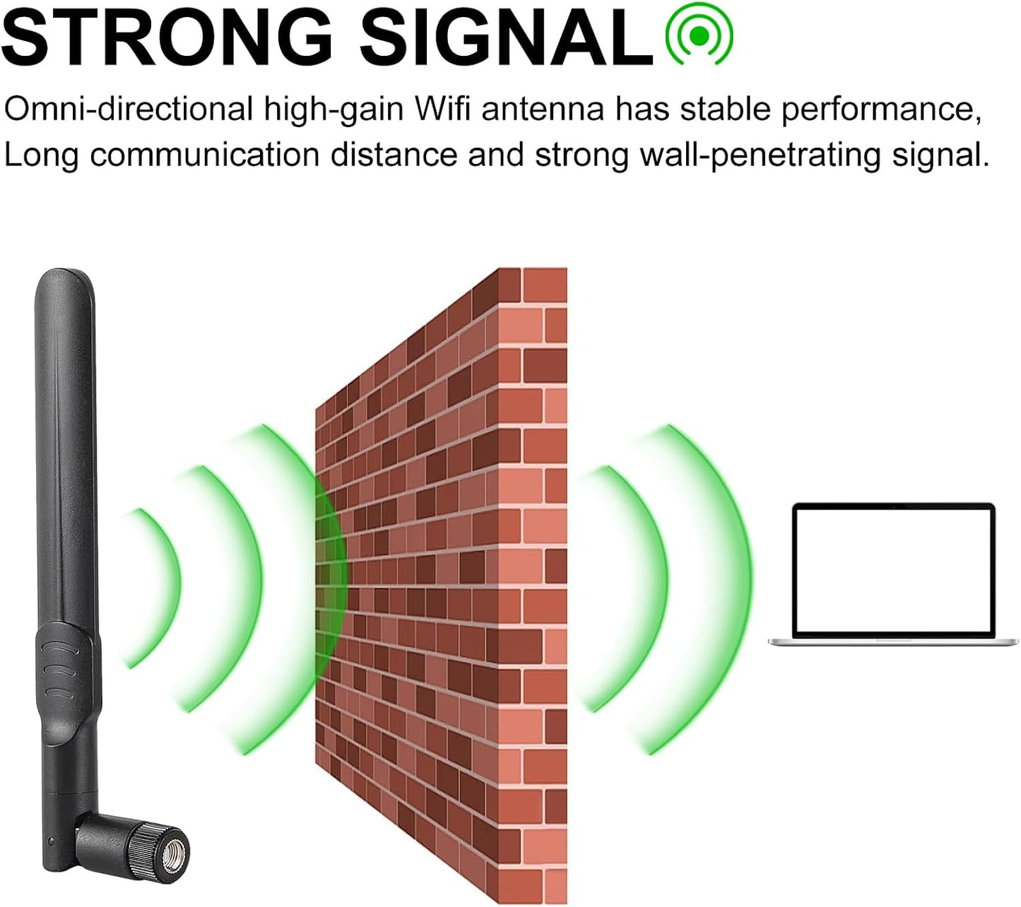 DORHEA 2Pcs 8dBi 2.4GHz 5GHz 5.8GHz Dual Band WiFi Antenna RP-SMA Male Bluetooth Antenna for USB Adapter Camera Video