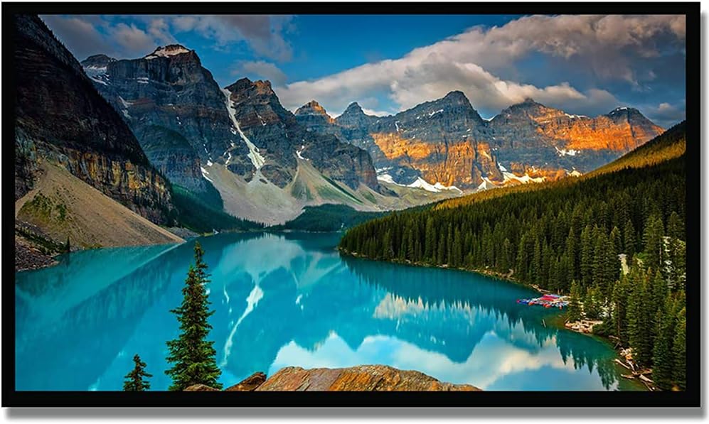 Zopsc 16:9 60-120 Inch Anti-Reflective(60inch) Portable Projection Screen White Synthetic Polyester Fabric Projector