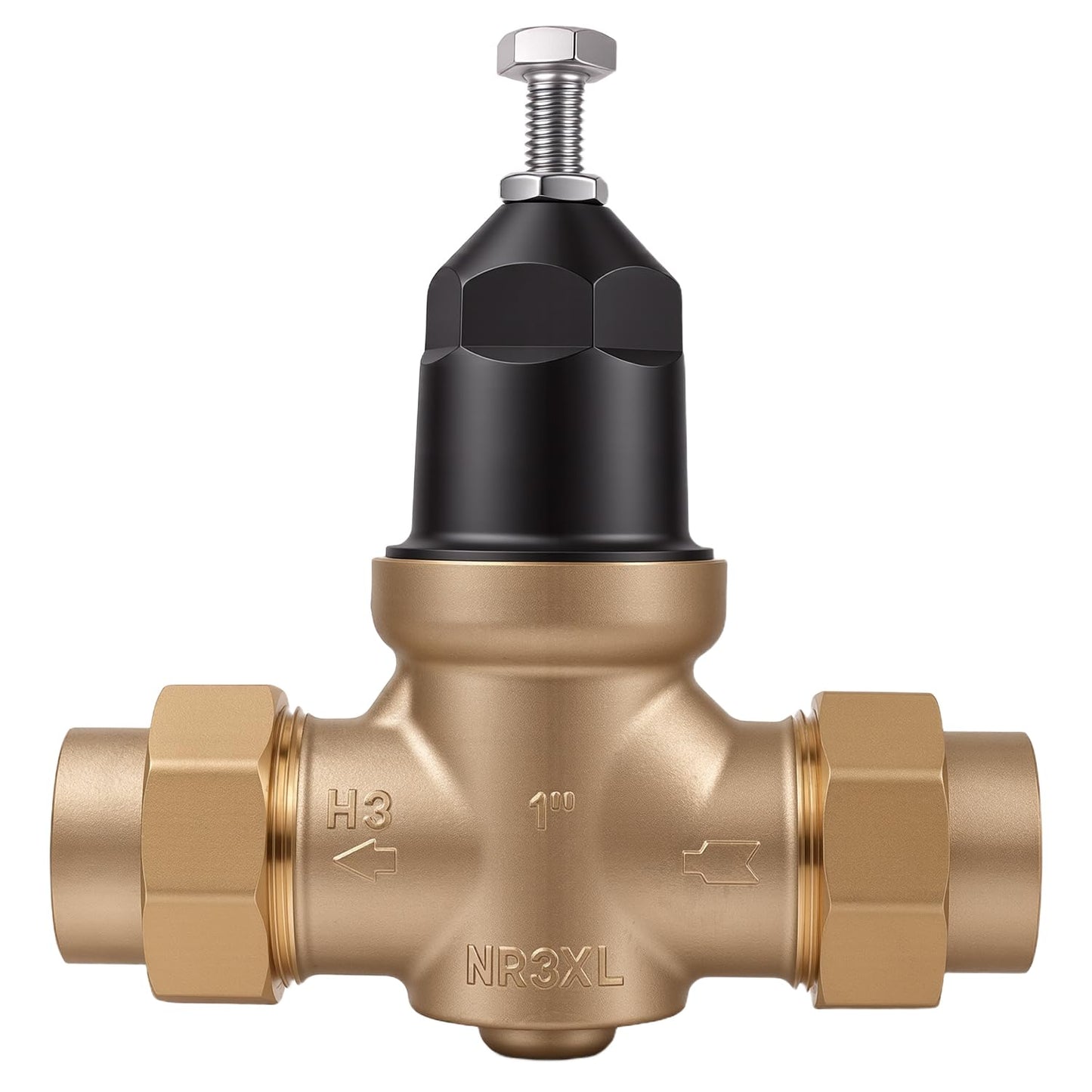 Upgraded 1" Brass Pressure Reducing Valve，Water Pressure Regulator for home with Double Union FNPT Connection - Stainless Steel Strainer Screen (1 inch)