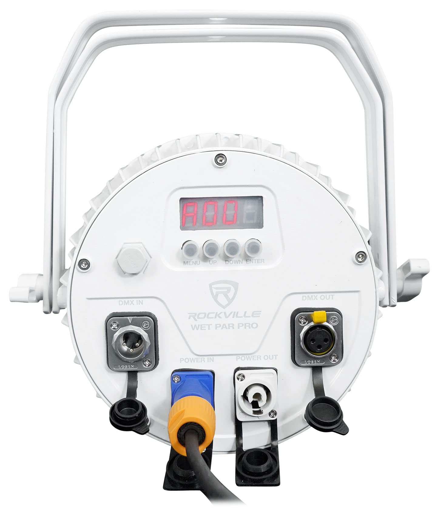 Rockville WET PAR PRO WHITE 12 LED RGBWA+UV Par Wall Wash Up Light, Waterproof IP54, DMX Control, Adjustable Beam, for Restaurants, Stages, Clubs