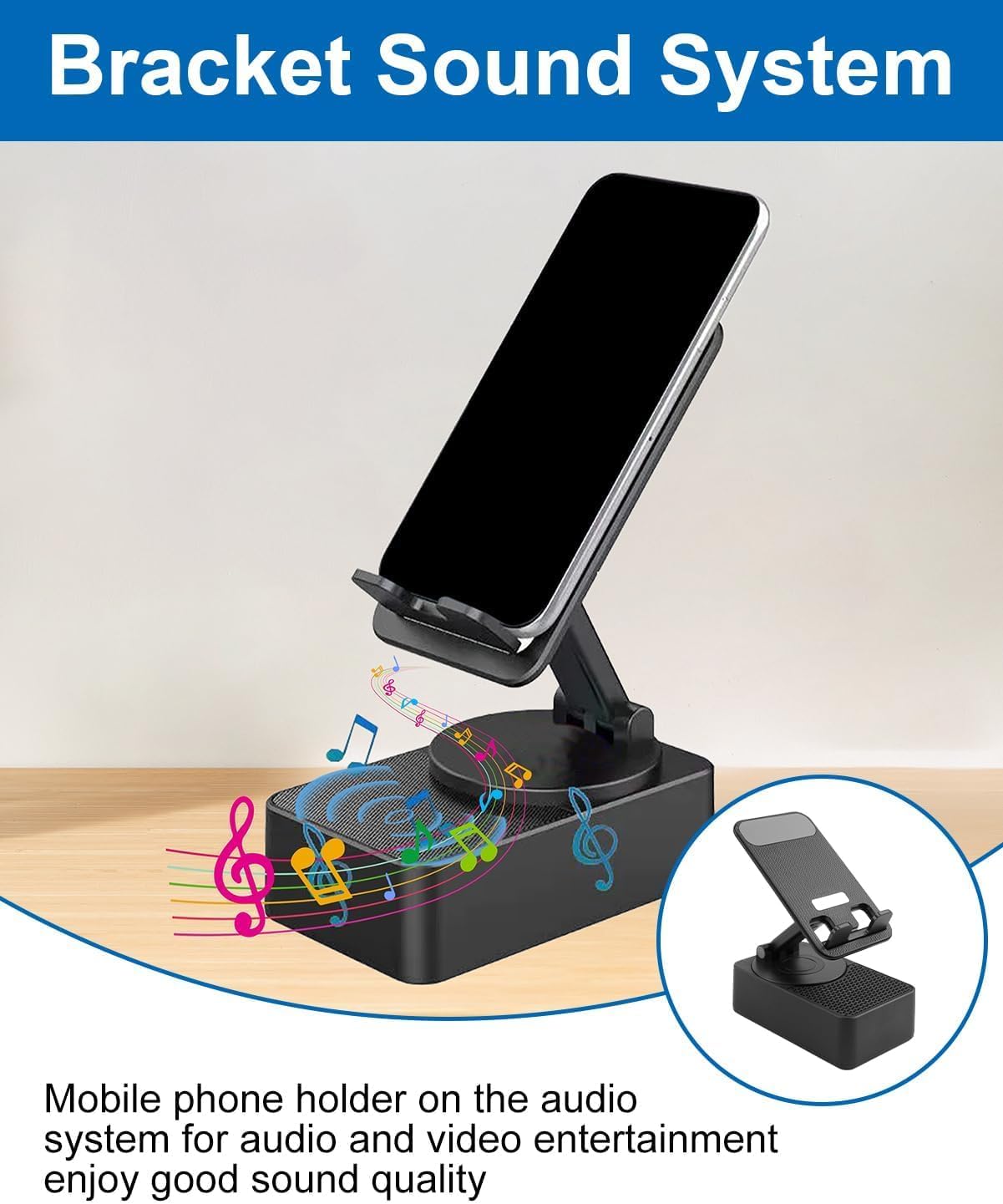 YUEWEESER 3-in-1 360 Cell Phone Stand Foldable with Induction Speaker & Atmosphere Light, Rotation Audio Dock