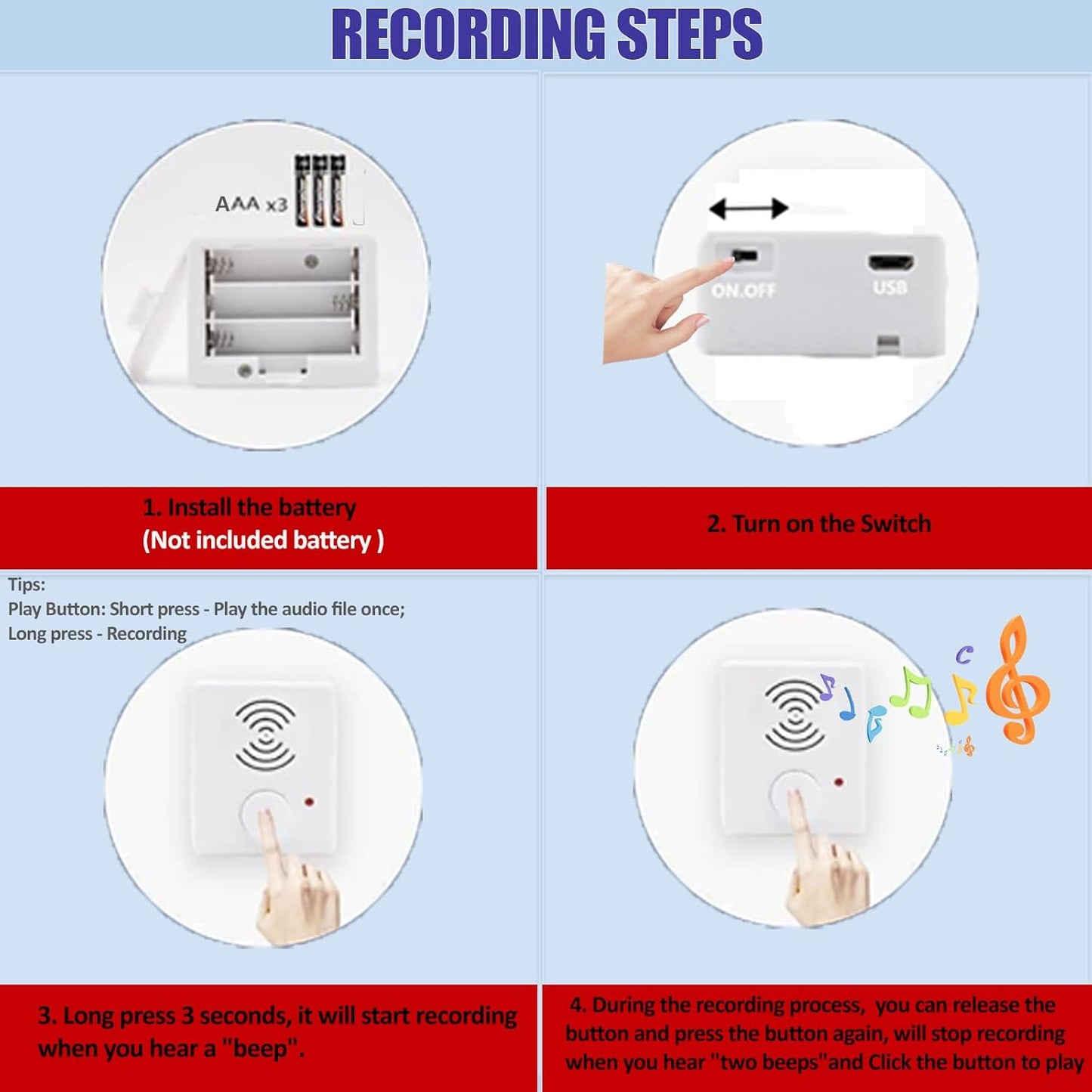 XLW 16 Minutes Voice Recorder for Stuffed Animals,Voice Box for Recordable Presents Button Sound Box for Crafters