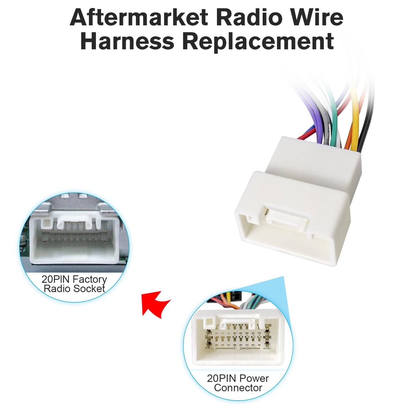 20Pin ISO Radio Wiring Harness Car Stereo Wire Adapter Compatible with Mitsubishi Outlander Lancer Mirage Pajero Shogun