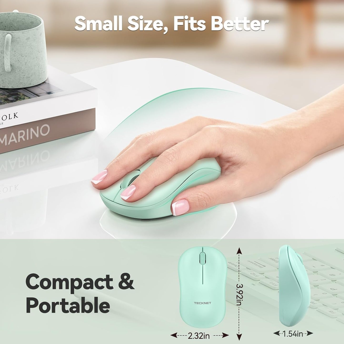 TECKNET 2.4G 5 30 Wireless Mouse for Laptop, Silent Computer Mouse Quiet Click with DPI Levels,Contoured Grip,Small