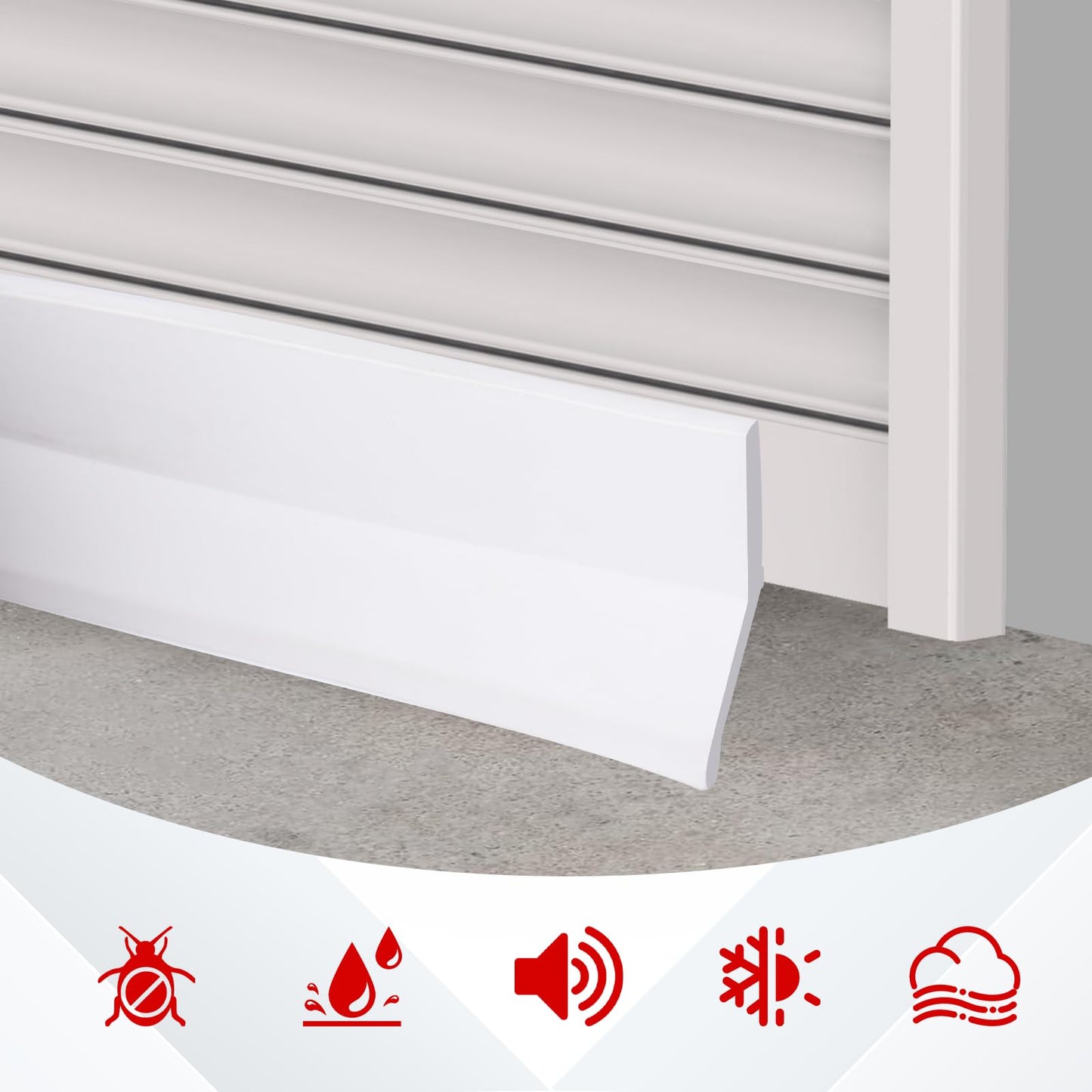 DGSL Garage Door Seal Top and Sides Seal Strip,42Ft Weather Stripping Garage Door Trim Seal Weatherproofing Garage Door Seals with Nails（White）