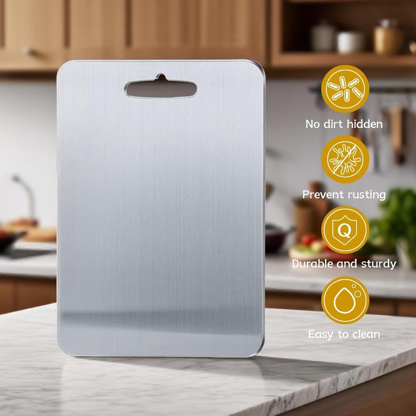 Titanium Cutting Boards - 2025 Upgrade 100% Pure Titanium Cutting Boards For Kitchen, 1 Pack Double-sided food-grade Cutting Board, Easy to Clean (12 * 9INCH)
