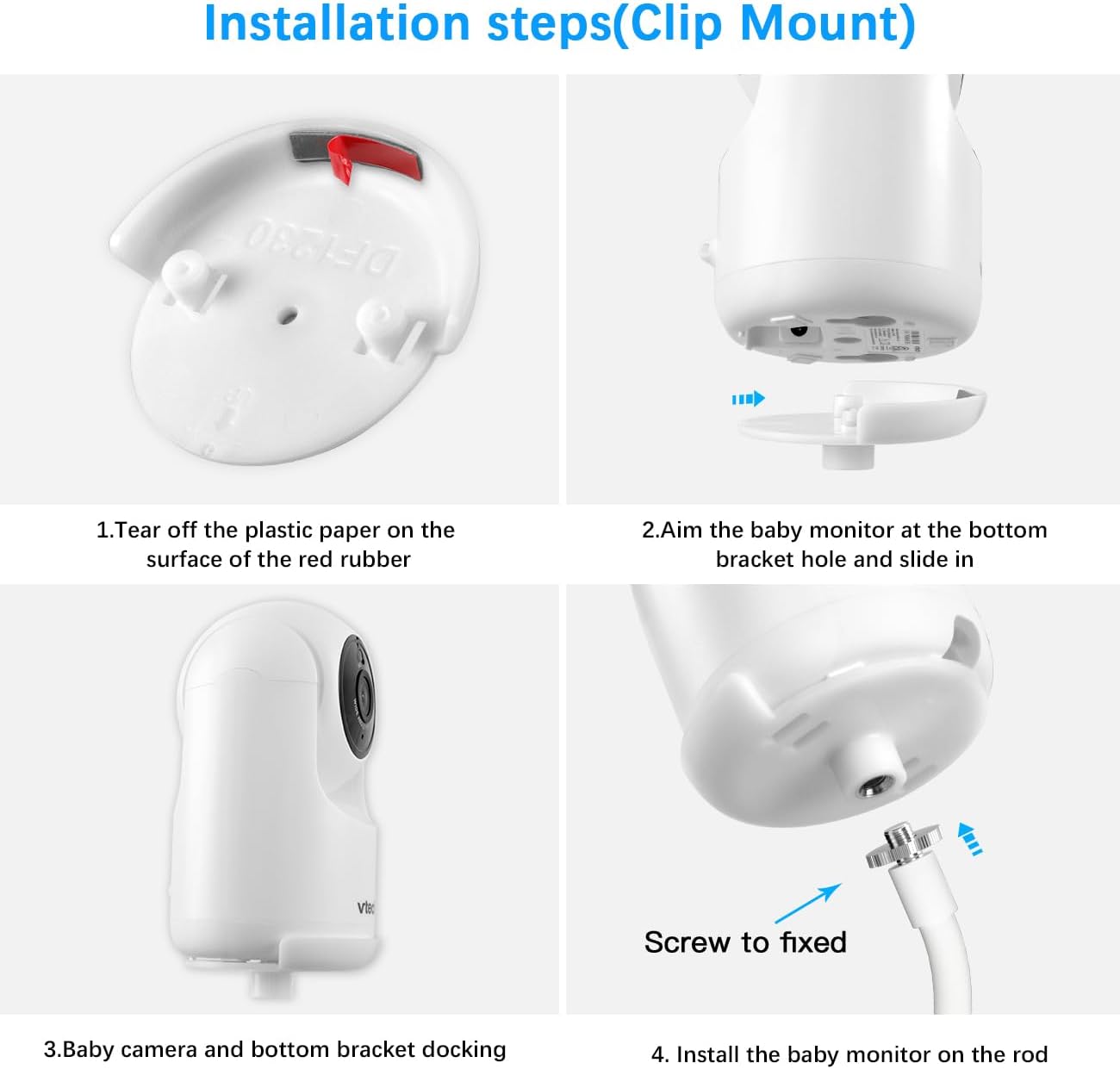 Koroao Clamp Baby Monitor Mount for VTech Advanced HQ Max Baby Monitor Camera (White)