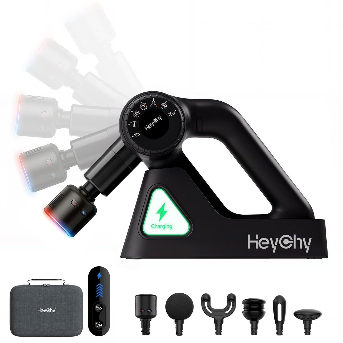 HEYCHY Percussion Massage Gun Deep Tissue with Adjustable Amplitude for Muscle Relief, Professional Handheld Massager for Neck, Back, Shoulder, Leg, Ideal for Men, Athletes, Black