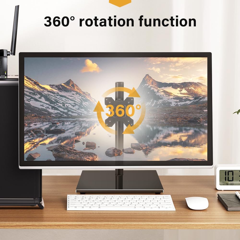 WKWKER 13-32inch 360 Universal TV Stand Table Top fits Swivel Height Adjustable TV Stand with Mount Base with Tempered