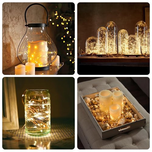 BXROIU Fairy Lights CR2032 Battery Operated,6.6Ft/2Meter 20 LEDs Micro Silver Wire String Lights for Bedroom Christmas Party Wedding Decoration(Warm White, 12 Pack)