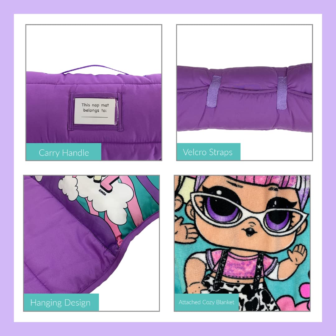 LOL Surprise! 24"(W) X 45"(L) Soft Toddler Nap Mat with Pillow and Blanket Perfect for Preschool, Daycare, and Travel (100% Official Licensed Product)