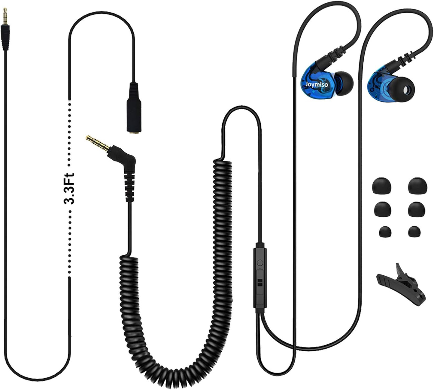 16Ft 3.5mm Joymiso Extra Long Cord Earbuds Headphones for TV PC Laptop with Mic, Volume Control, Spring Coil Wire