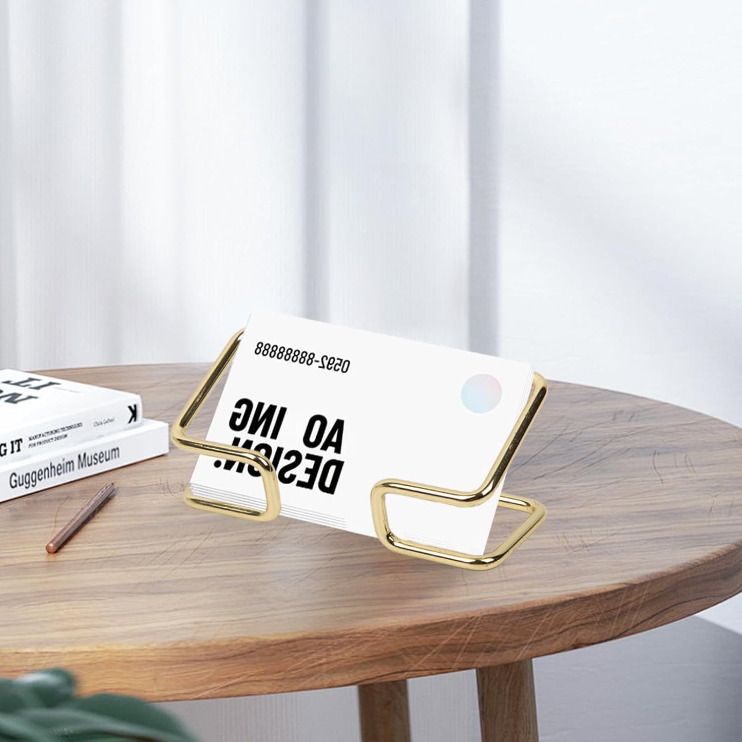 CREECHWA Gold Desk Accessories, Electroplated Metal Phone Holder and Bussiness Card Stand, Cute Office Supplies
