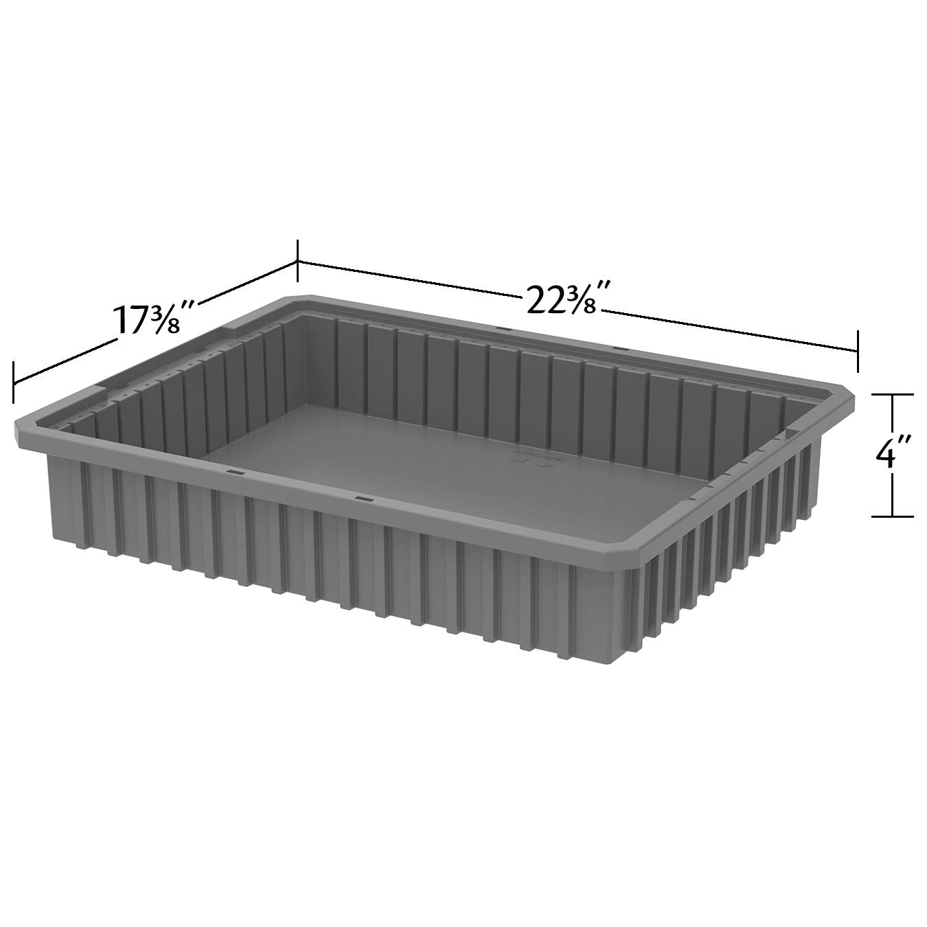 Akro-Mils 33224 Akro-Grid Plastic Slotted Dividable Modu Box Stackable Grid Storage Tote Container, (22-3/8-Inch L x 17-3/8-Inch W x 4-Inch H), (6 Pack), Blue