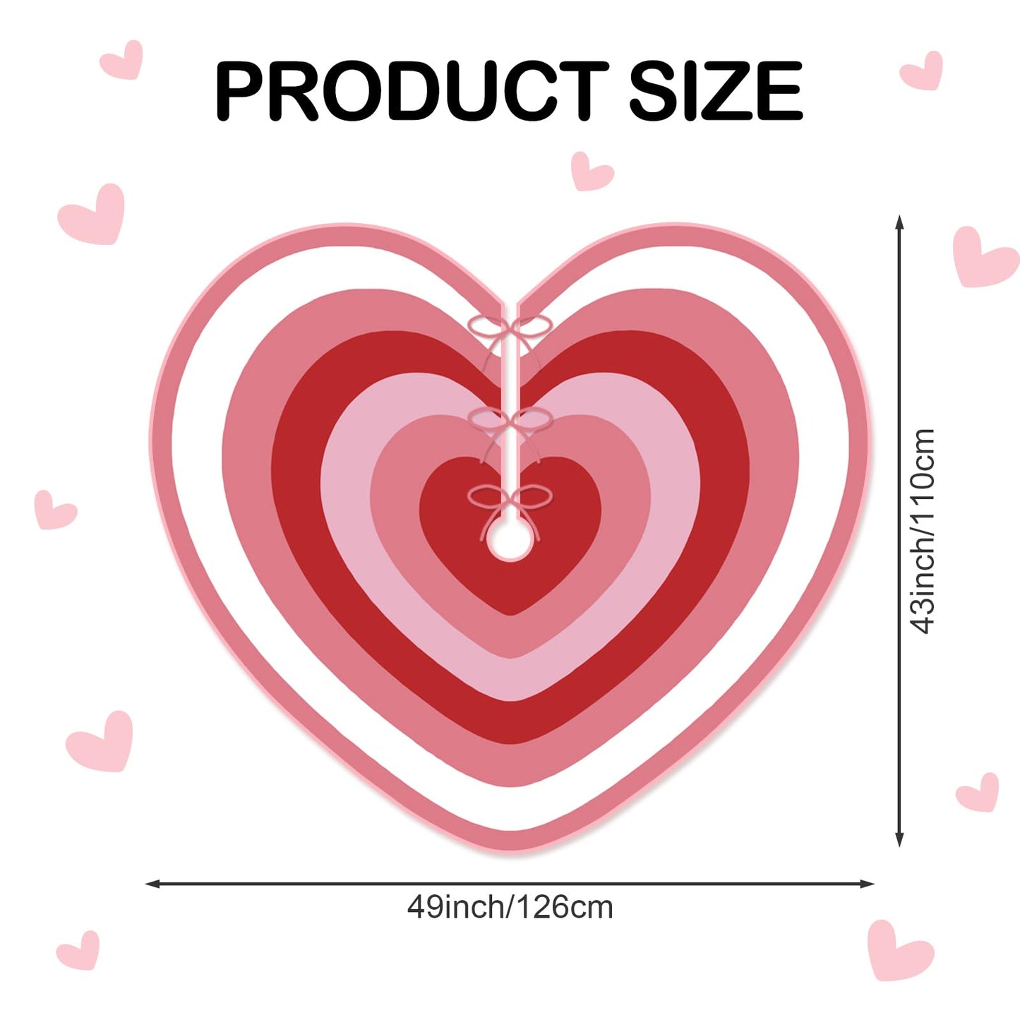 QIONG MENG Valentines Heart Tree Skirt Valentine‘s Day Tree Mat Decorations Valentine's Day 48 Inch Pink Decor for Home