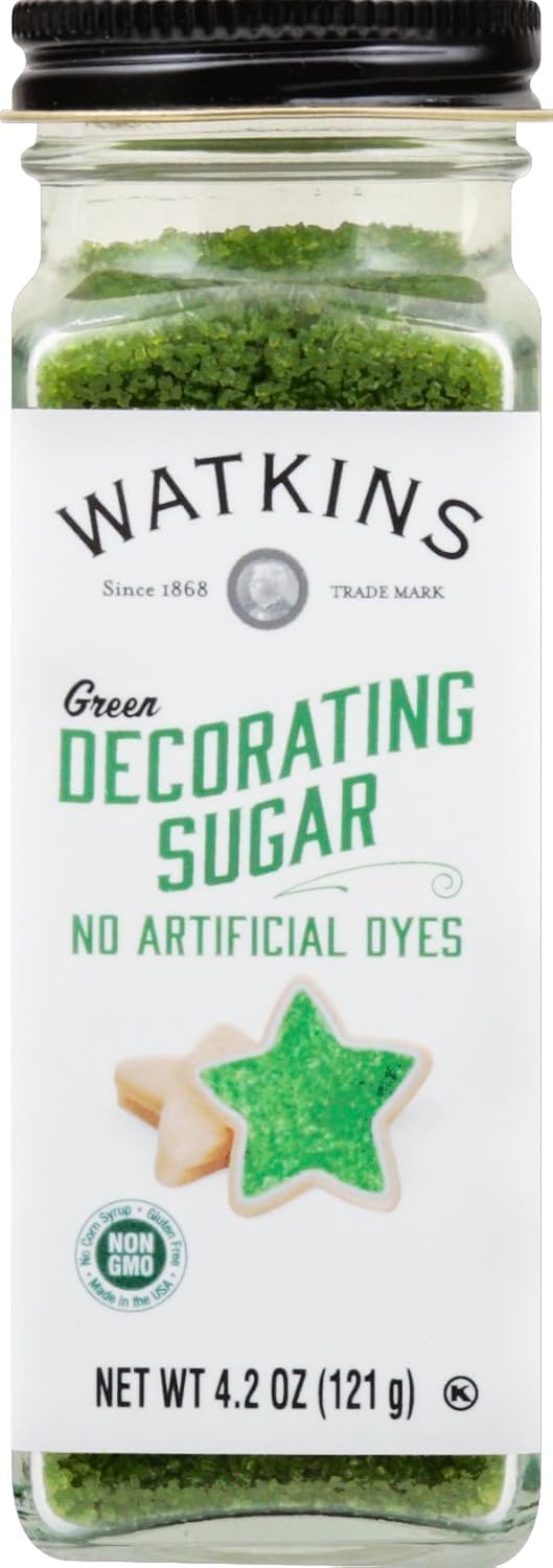 Watkins Green Decorating Sugar - Non-GMO, Kosher, No Artificial Dyes - 4.2 Ounce Pack