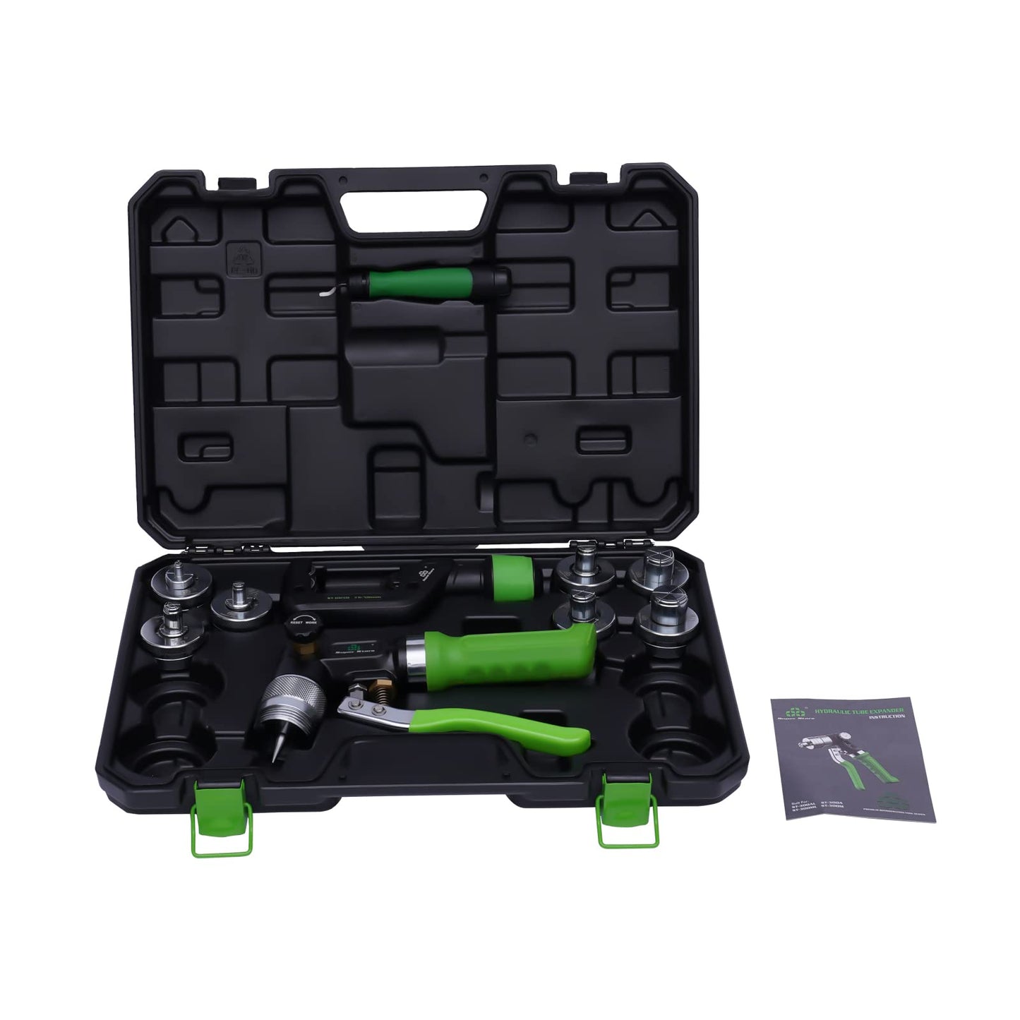 Hydraulic Swaging Tool Kit HVAC for Copper Tubing Expanding 3/8 Inch to 1-1/8 Inch, Hydraulic Tube Expander Tool Swaging Kit with Tube Cutter, Deburring Tool and 7 Expander Heads