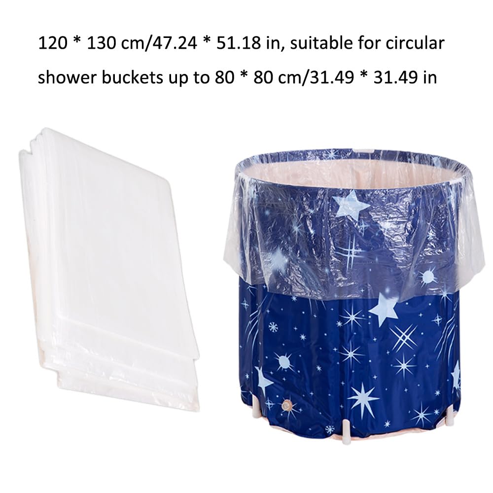 NentMent 10 Pack Disposable Ice Bath Tub Cover Liner Transparent Plastic Portable Bathtub Liner Covers for 105 Gallons Ice Tub Portable Bath Tub Cold Plunge Tub Inflatable Ice Bath Barrel Plunge Pool
