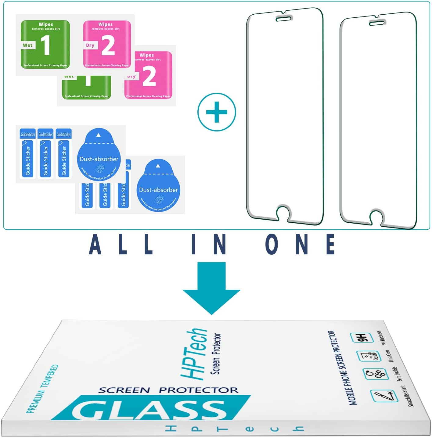 (2 Pack) 3, 2022, 2, 2020 HPTech Screen Protector for iPhone SE SE iPhone SE SE Tempered Glass, Anti Scratch, Bubble