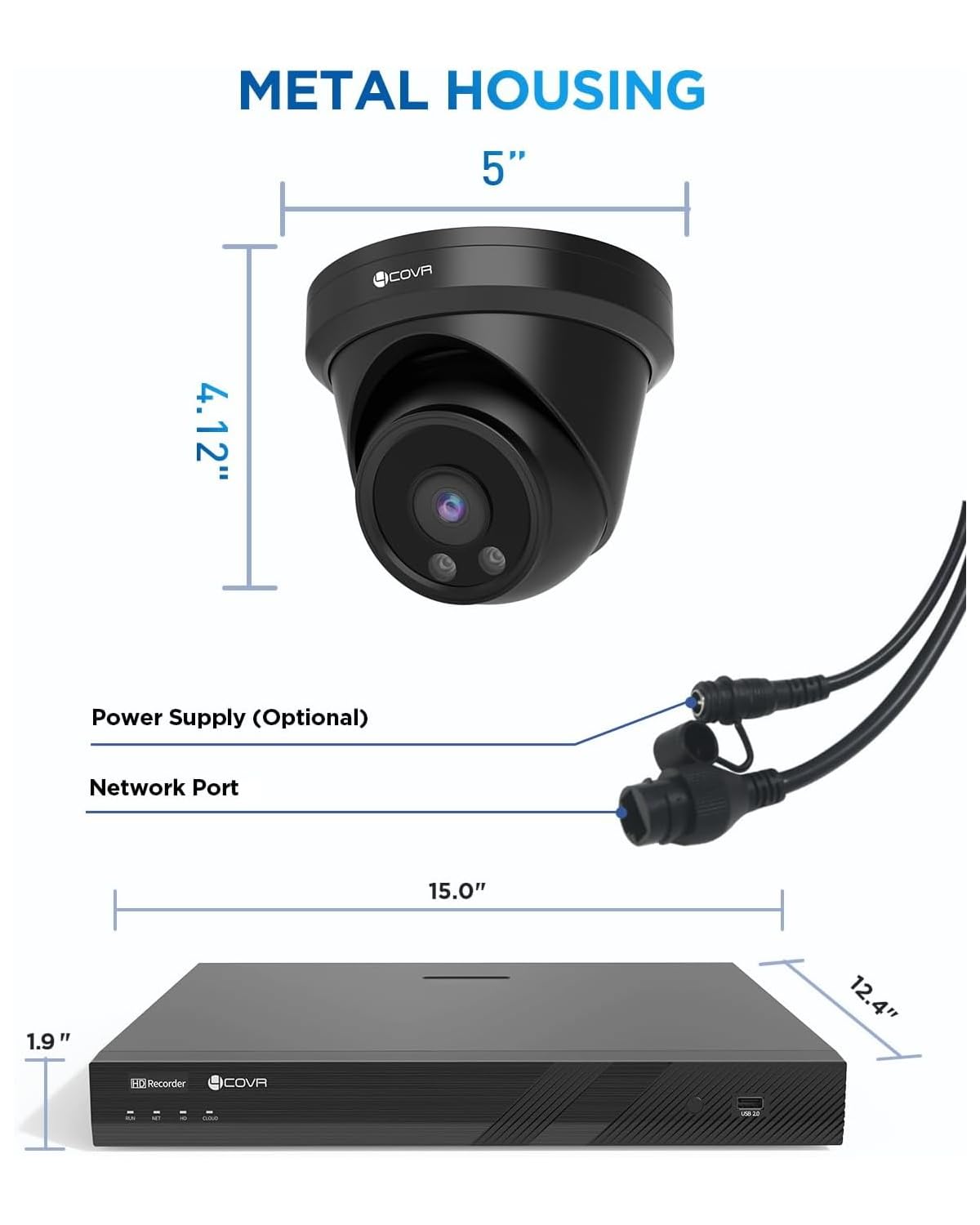 4COVR 16 Channel Security Camera System, AI Human/Vehicle Detection, 16CH 8MP NVR 4TB HDD, 12Pcs 5MP Wired Commercial Dome PoE IP Camera IP67, Night Vision, Business Surveillance Outdoor, LY97AB5M1612