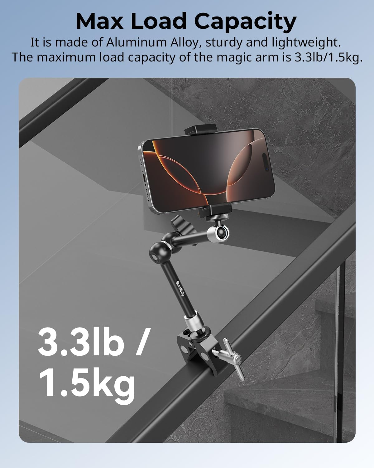 SMALLRIG 1/4" 3/8" 9.8 Inches 5326 Clamp w/ and Thread Holes, Adjustable Friction Power Articulating Magic Arm