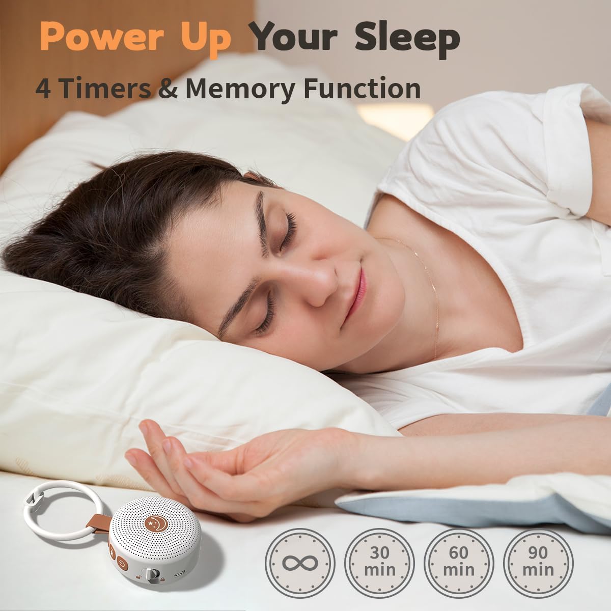 Skiennix Mini White Noise Machine - 30 Soothing Sounds | Portable Baby Sleep Aid with Auto-Off Timer & 32 Volume Levels