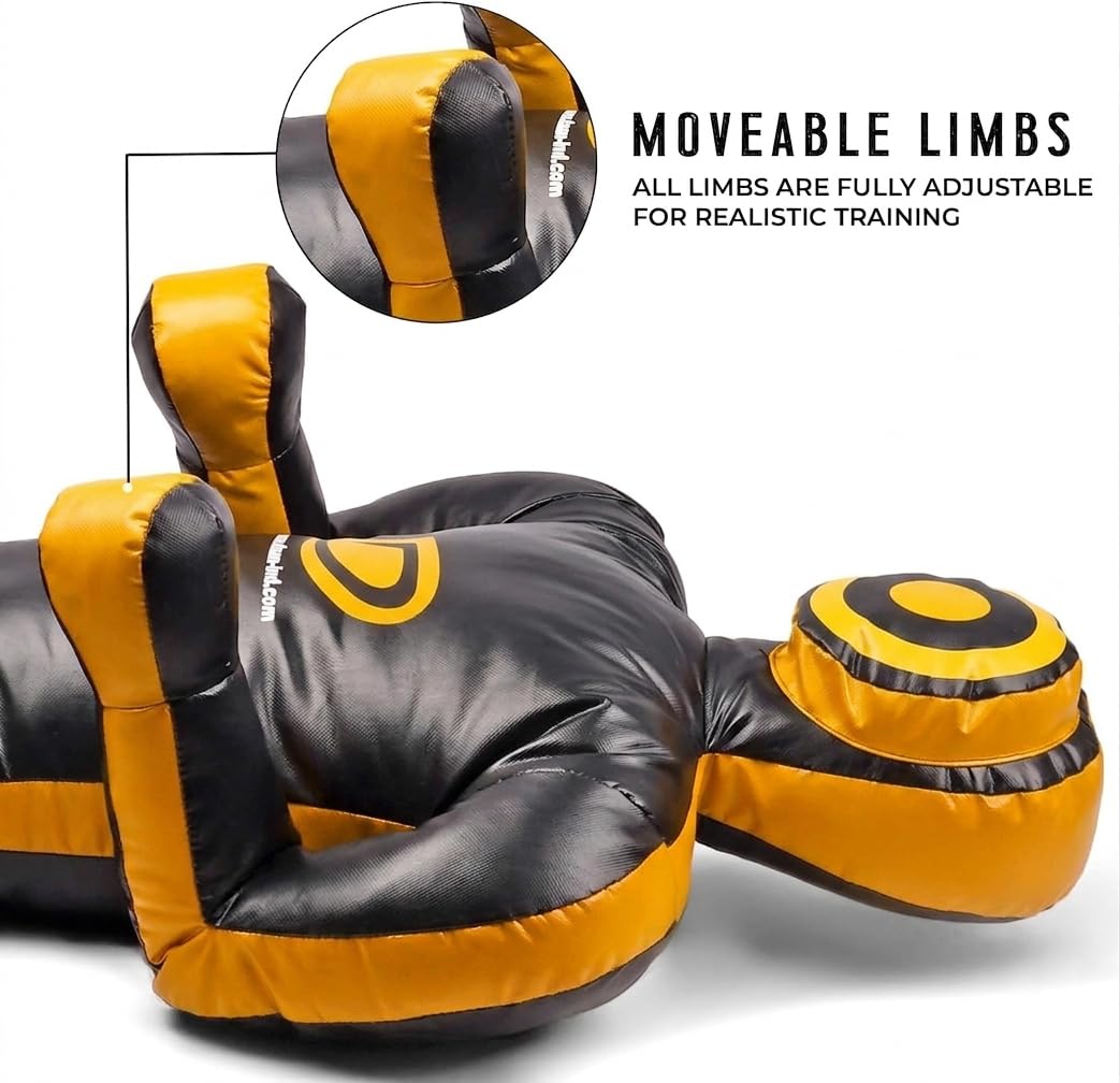 Grappling Dummy Multicolor – BJJ, MMA, Wrestling & Judo Training Dummy – Durable Punching Bag for Martial Arts & Self Defense Practice 180cm Unfilled (White)