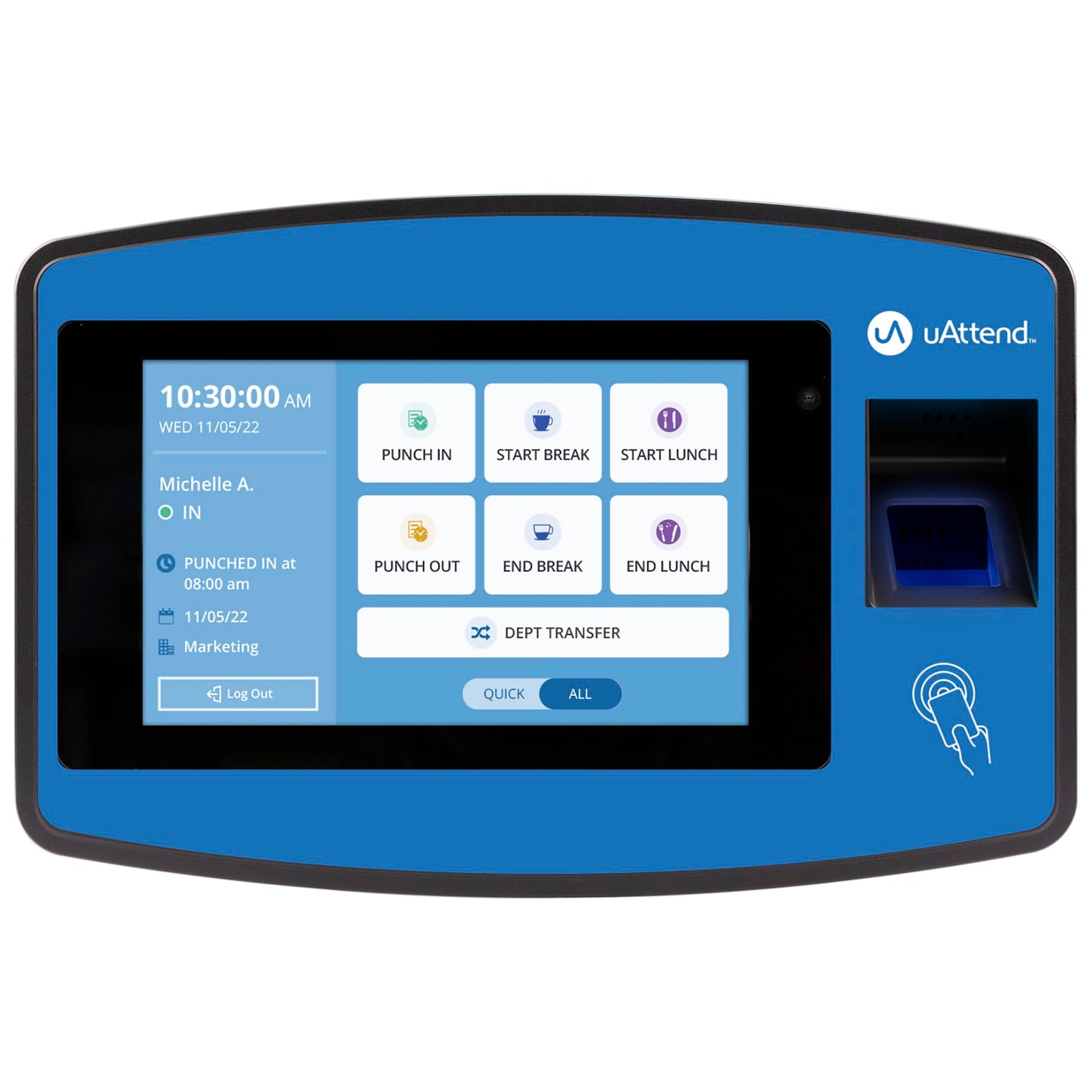 uAttend NX2500 Biometric Fingerprint, RFID, PIN Time Clock for Small Business – Cloud-Based Attendance System with Optional Payroll Integration – All-in-One System