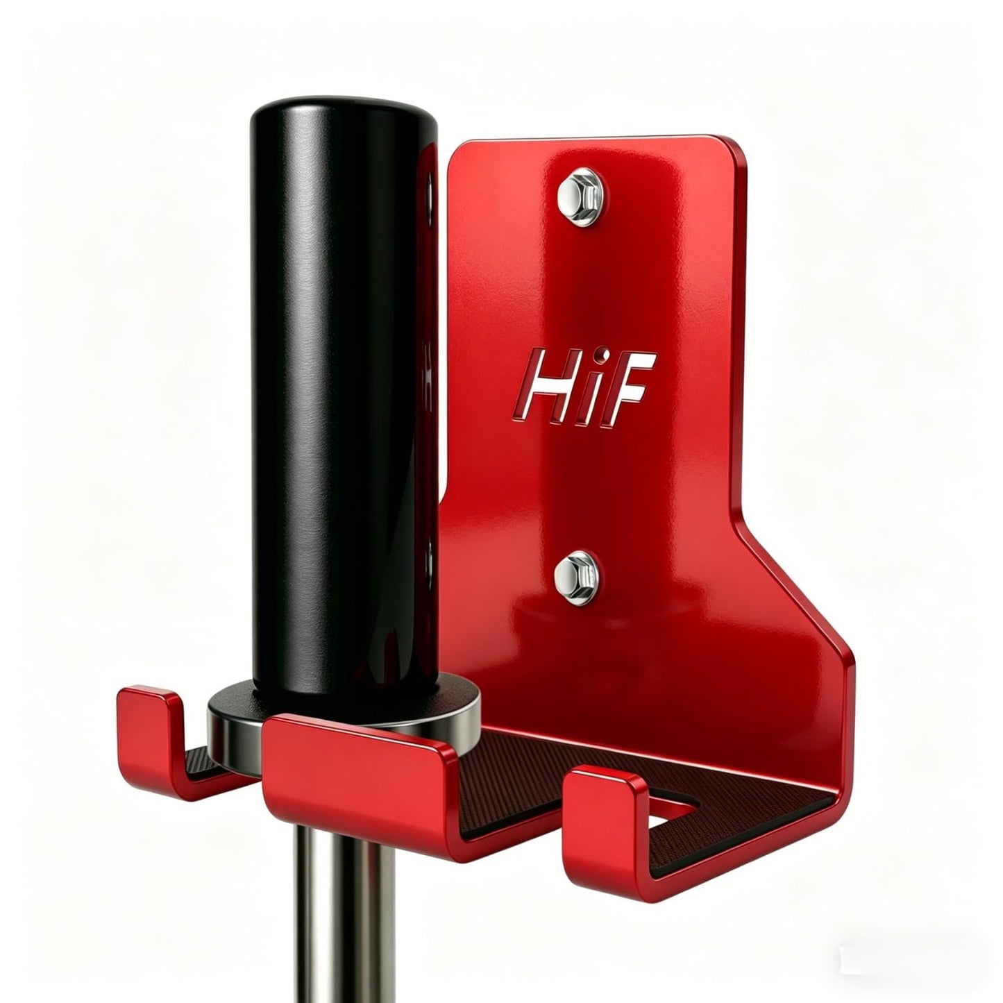HIFLAME Double Barbell Storage Wall Mounted Storage Rack, Wall Barbell Rack, Olympic Wall Mount Barbell Holder,Vertical Hanging Barbell Rack.Suitable for Gym.Home Fitness. (Red)