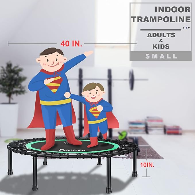 DARCHEN 450 lbs Mini Trampoline for Adults, Indoor Small Rebounder Exercise Trampoline for Workout Fitness for Quiet and Safely Cushioned Bounce, [40 Inch]