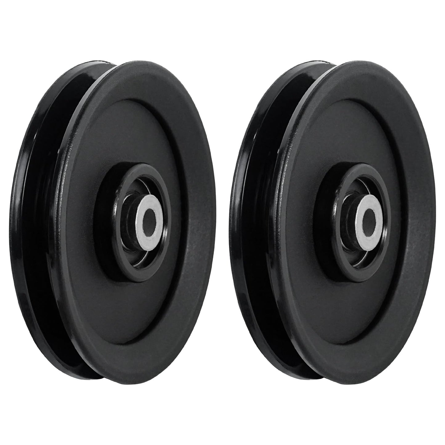 Luwint 4.5 Inch Pulley with Bearing, 115mm Replacement Pulley Wheel for Cable Machine, Home Gym Equipment, LAT Pulldown System, Universal Heavy Duty Pulley (2-Pack, Black)